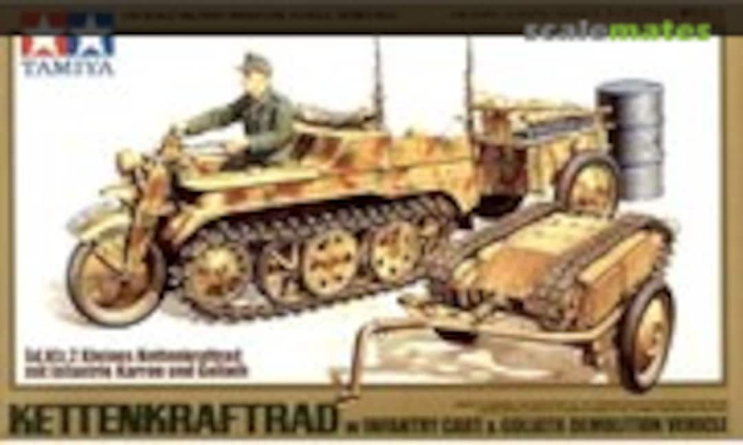 1:48 German Kettenkraftrad w/Infantry Cart &amp; Goliath Demolition Vehicle (Tamiya 32502)