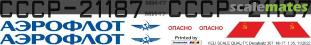 Boxart Mi-17 - Aeroflot - CCCP-21187 Decal 367 Heli Scale Quality