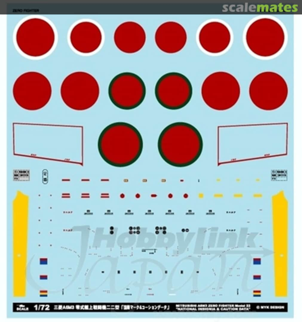 Boxart Mitsubishi A6M3 Zero Fighter Model 22 National Insignia & Caution Data 06793 MYK Design