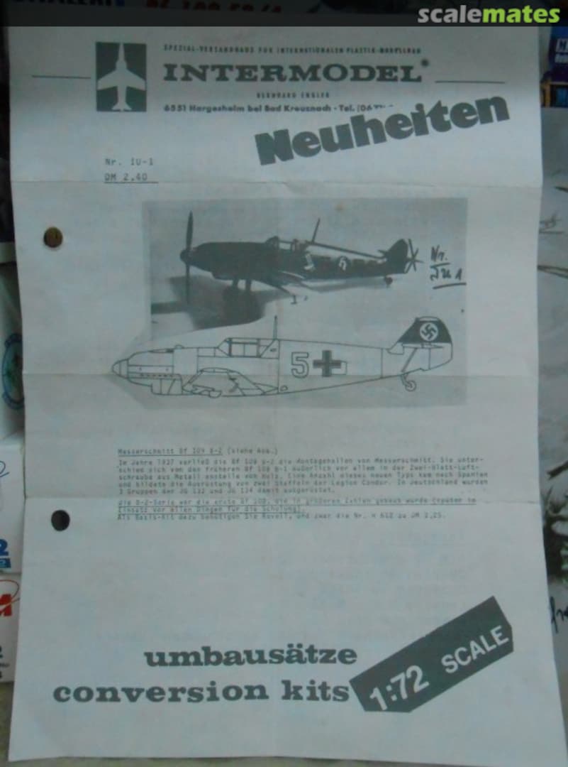 Boxart Messerschmitt Bf 109 B-2 IU-1 Intermodel