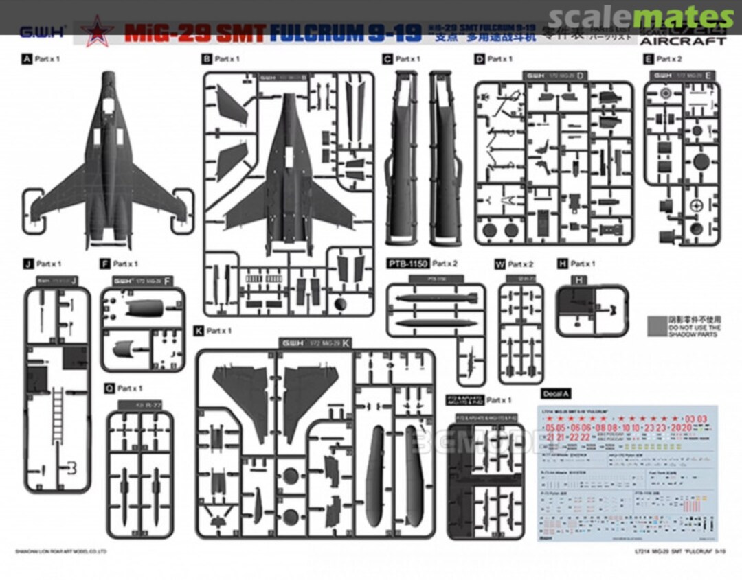 Contents MiG-29 SMT Fulcrum 9-19 L7214 Great Wall Hobby