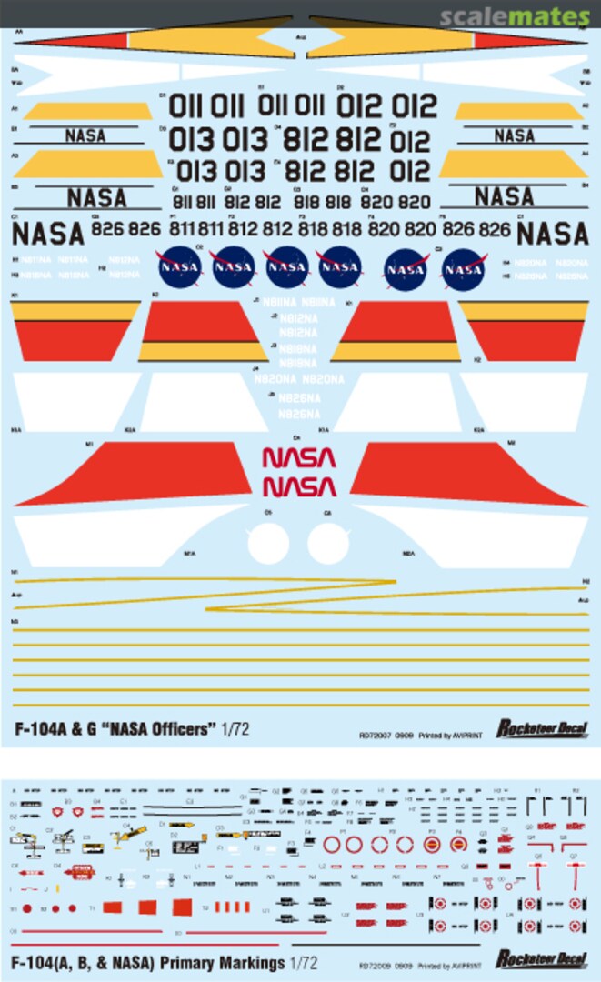 Boxart F-104A & G "NASA Officers" RD72007 Rocketeer Decal