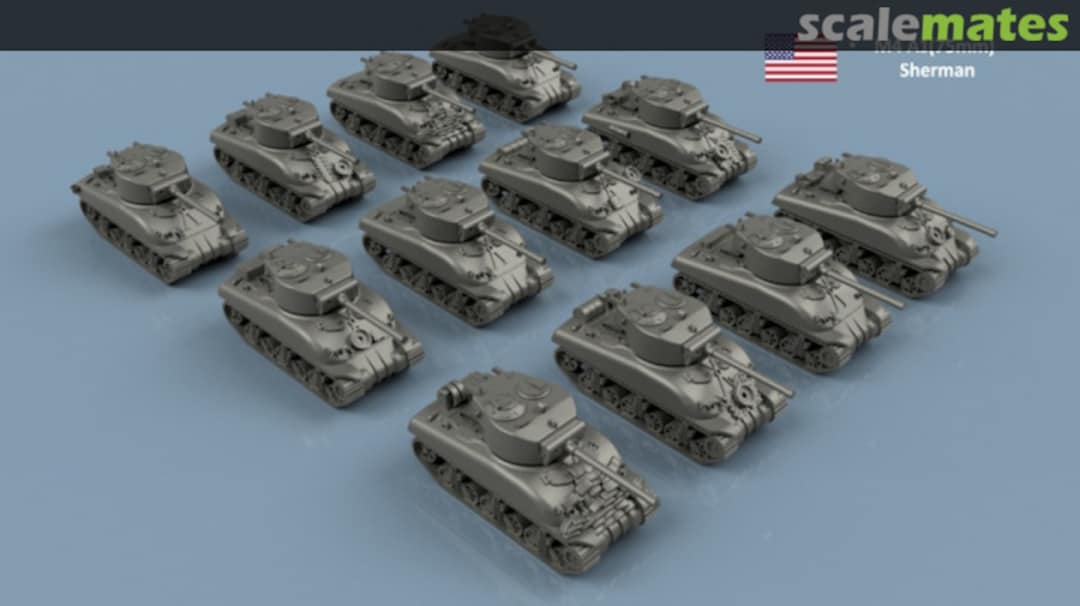 Boxart US Sherman M4A1 Late (75mm) x6 - 3D Printed 3D100405 L'Arsenal