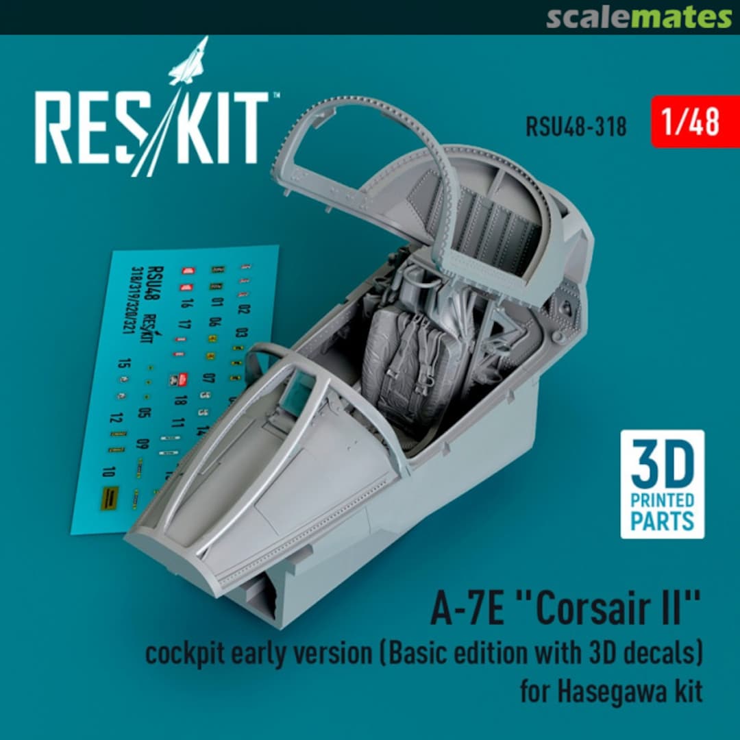 Boxart A-7E Corsair II cockpit early version (Basic edition with 3D decals) (3D Printed) RSU48-0318 ResKit