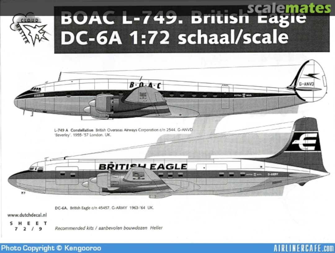 Boxart BOAC L-749. British Eagle DC-6A 72/9 Cloud Master