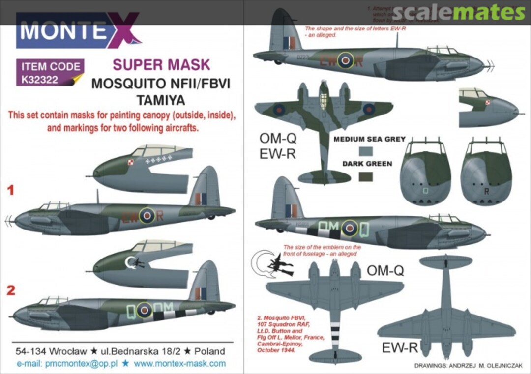 Boxart DH 98 Mosquito FBVI & NFII "RAF" K32322 Montex