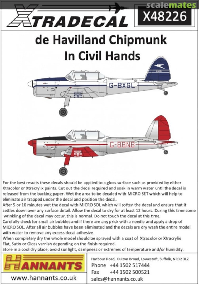 Boxart de Havilland Chipmunk In Civil Hands (6) X48226 Xtradecal