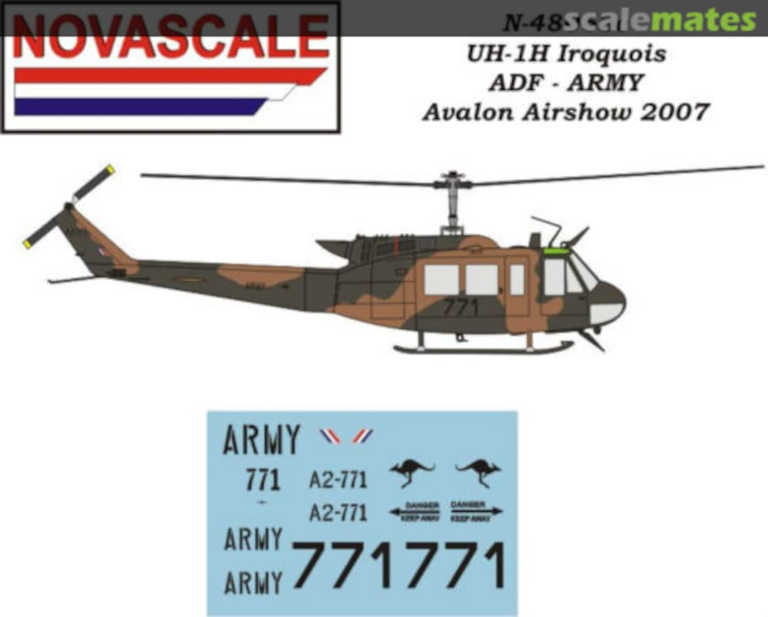 Boxart Bell UH-1H "Huey" Helicopters A.D.F. (Army) N-48063c Novascale