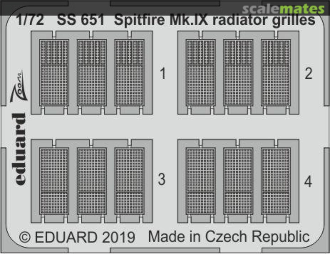 Boxart Spitfire Mk.IX radiator grilles SS651 Eduard