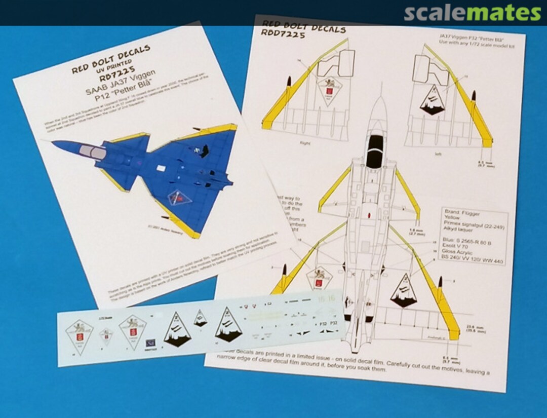 Boxart Saab JA37 Viggen RBD7220 Red Bolt Decals