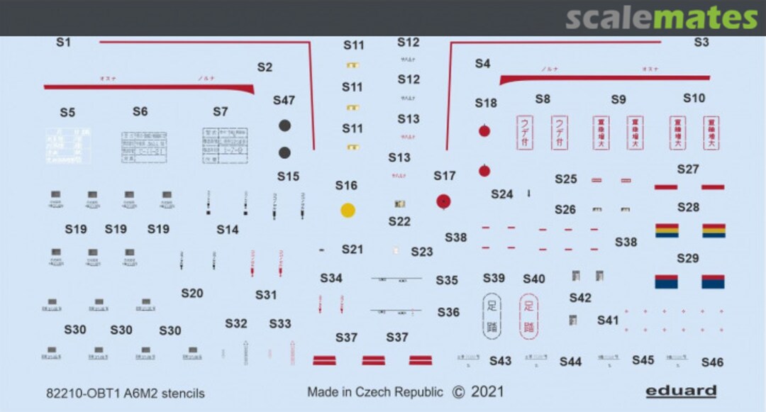 Boxart A6M2 stencils D48098 Eduard