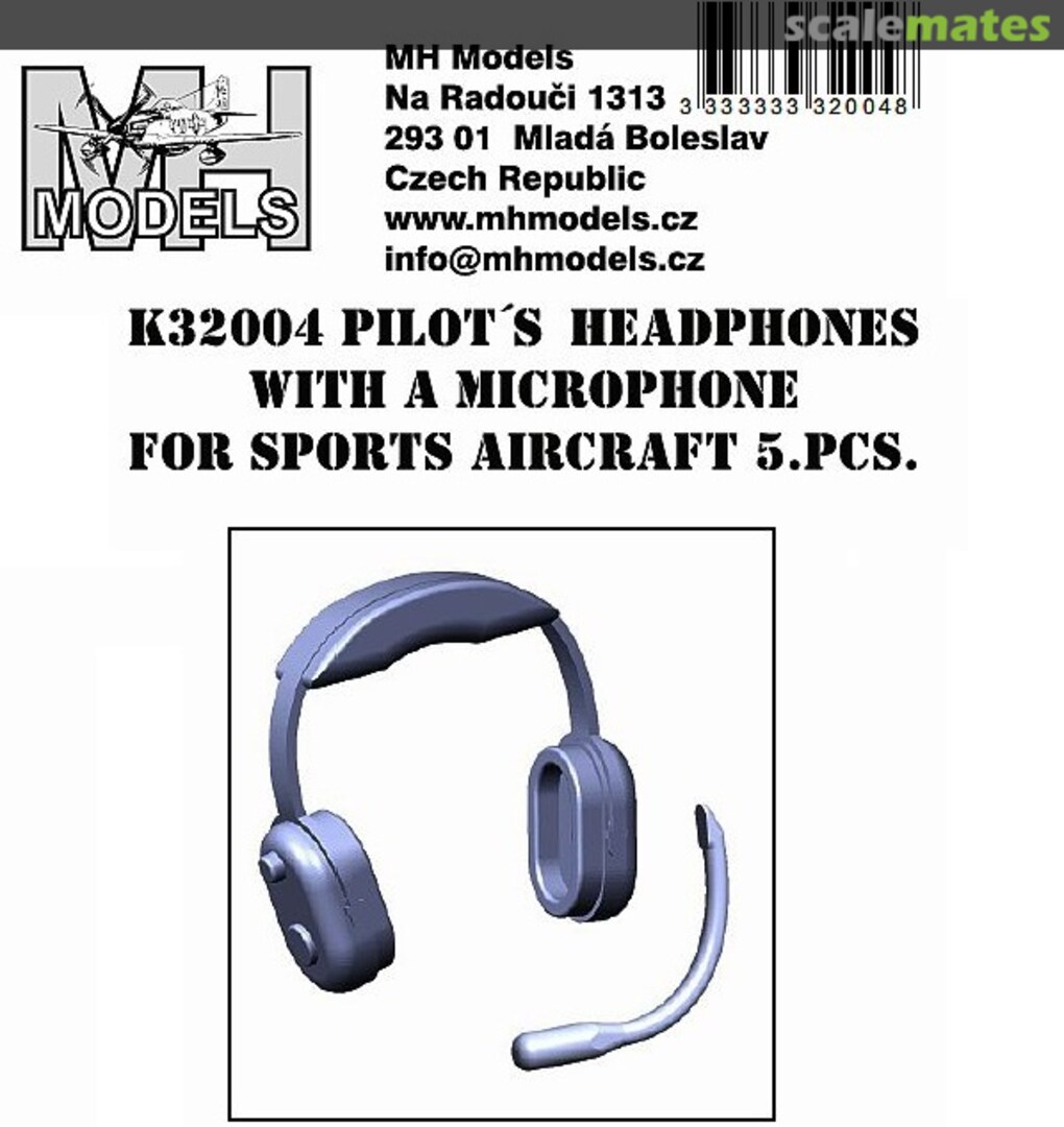 Boxart Pilot's Headphones with a Microphone for Sports Aircraft K32004 MH Models