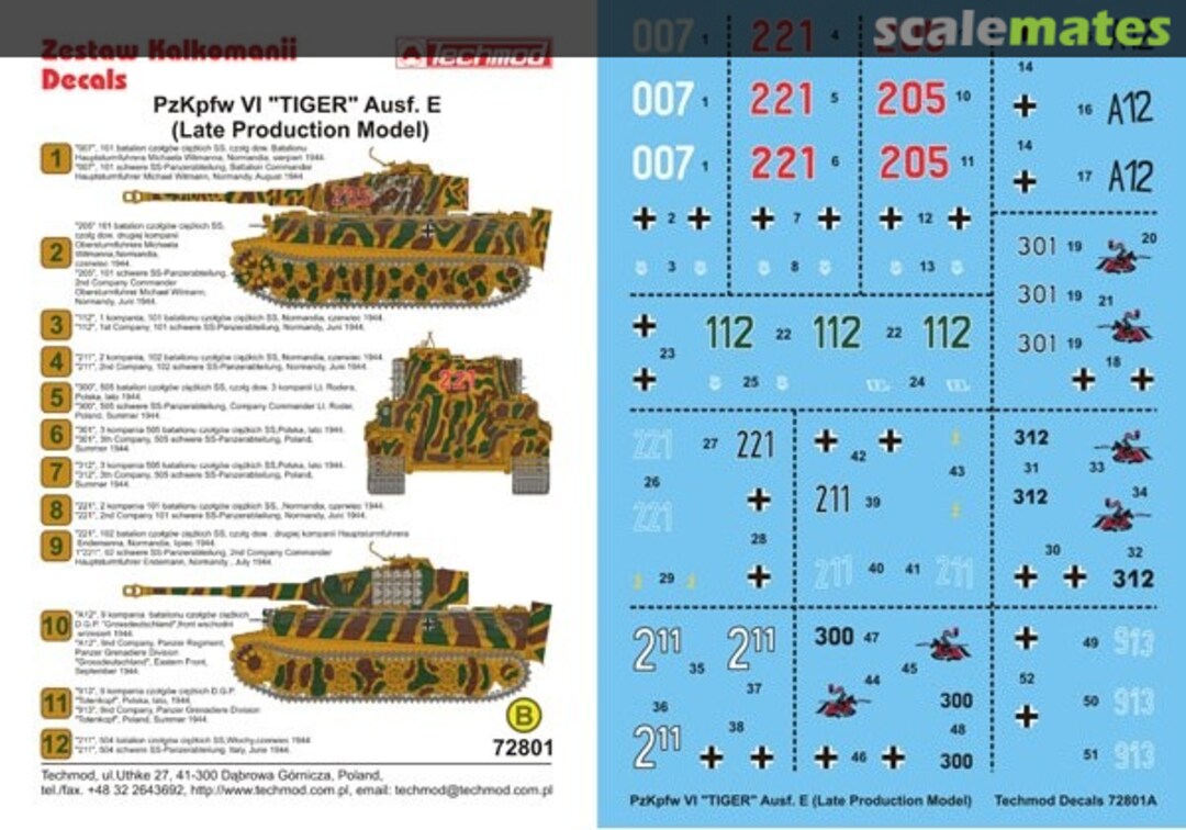 Boxart Pz.Kpfw.VI Tiger Ausf.E (Mid Production Model) 72801 Techmod