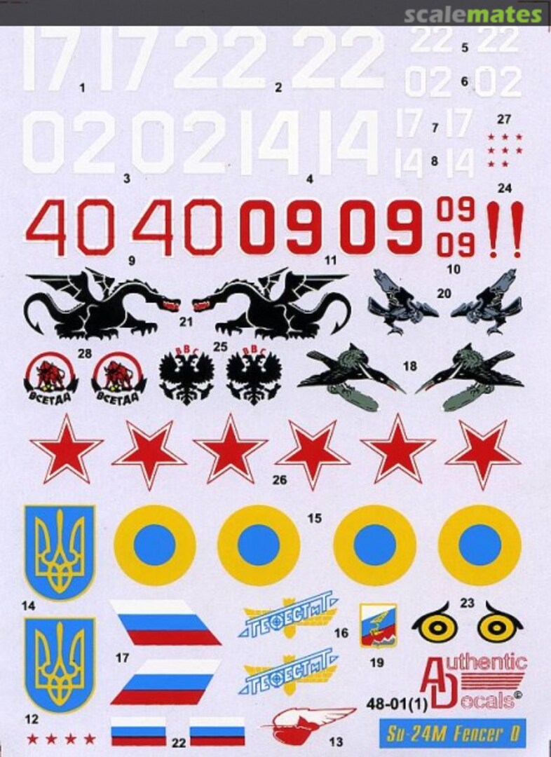 Boxart Su-24M Fencer D 48-01 Authentic Decals