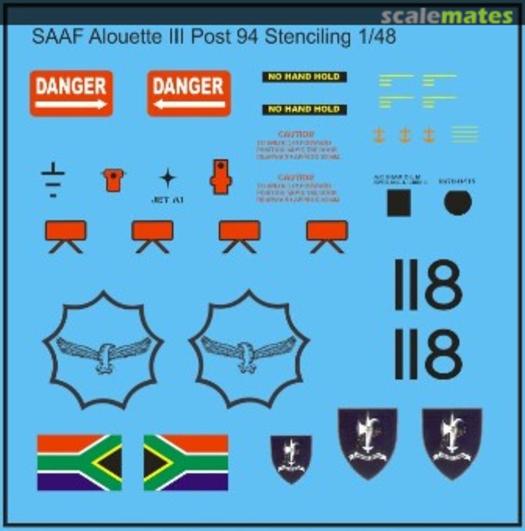 Boxart SAAF Alouette III MAV-720108 MAV Decals