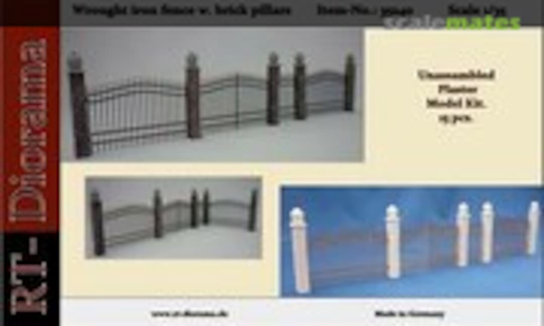 Wrought iron fence with Brick pillars (RT-Diorama 35240)