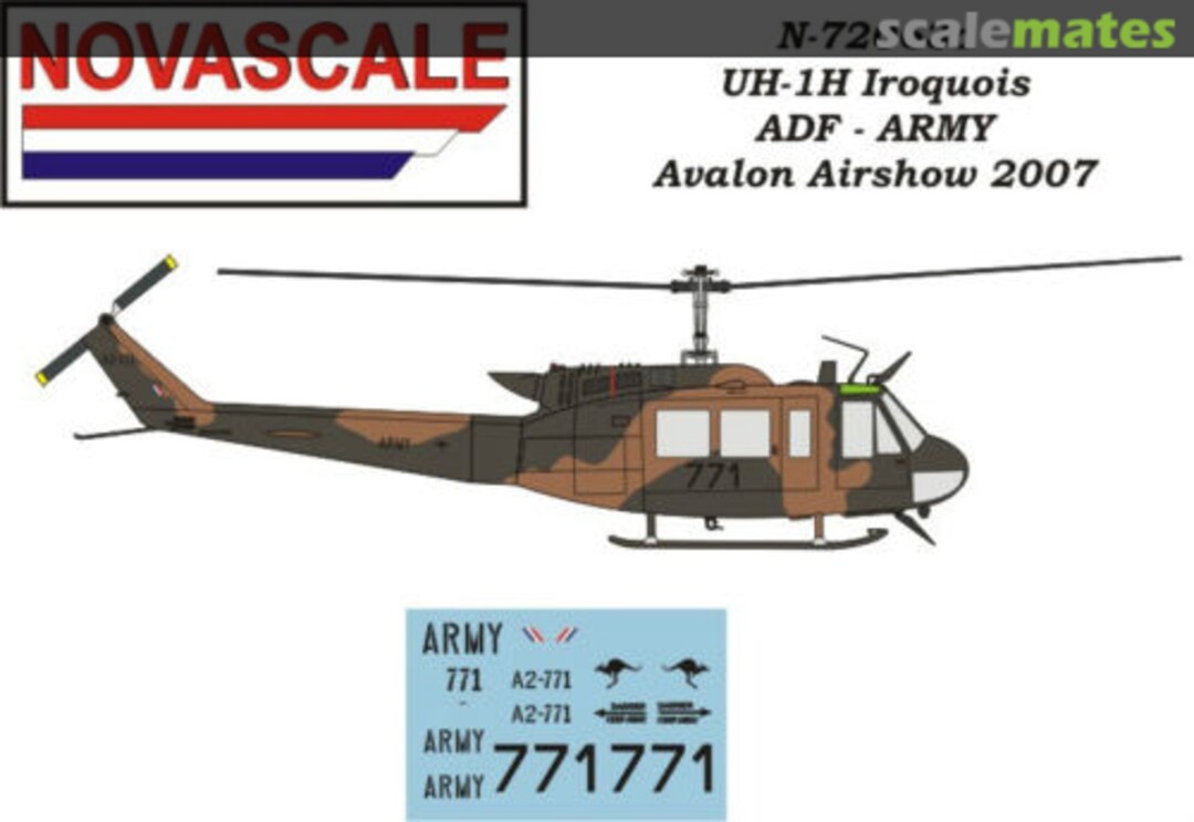 Boxart Bell UH-1H "Huey" Helicopters A.D.F. (Army) N-72063c Novascale