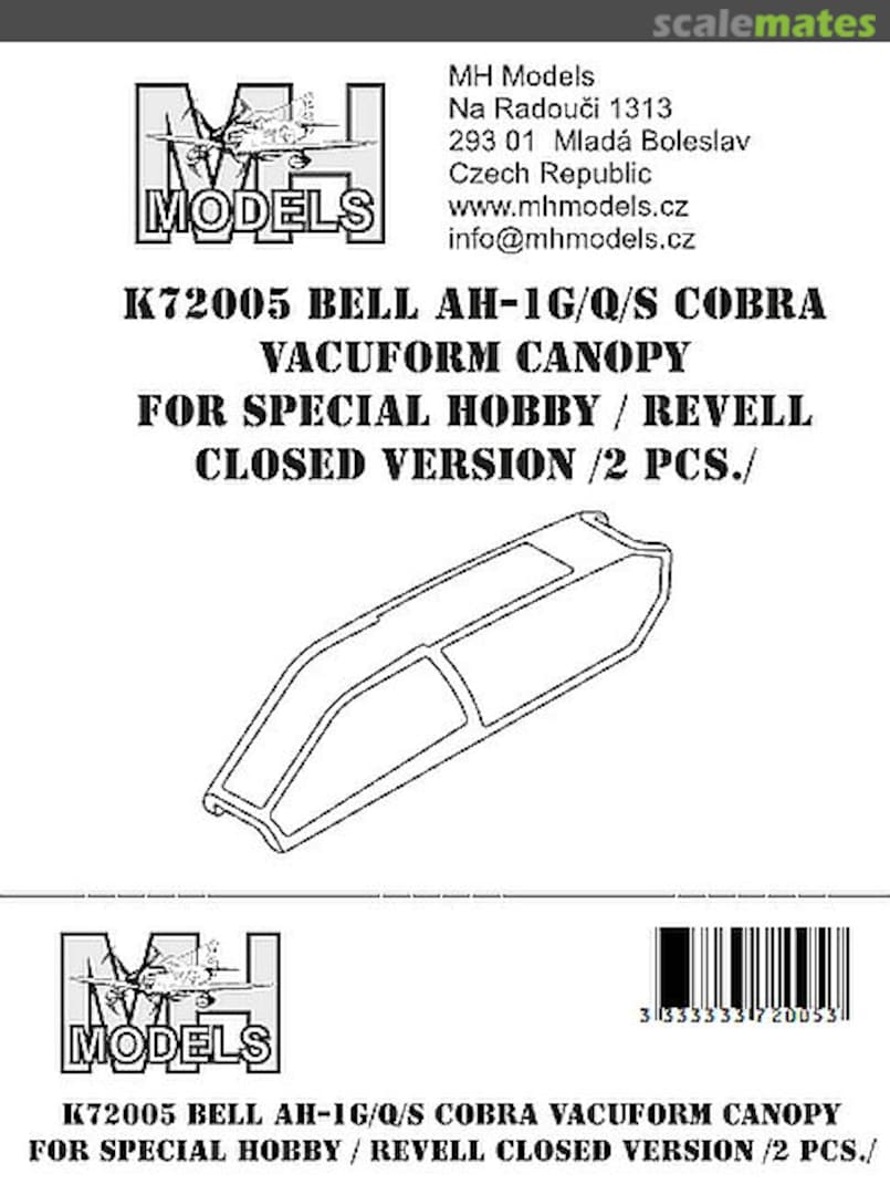 Boxart Bell AH-1G/Q/S Cobra Vacuform Canopy K72005 MH Models