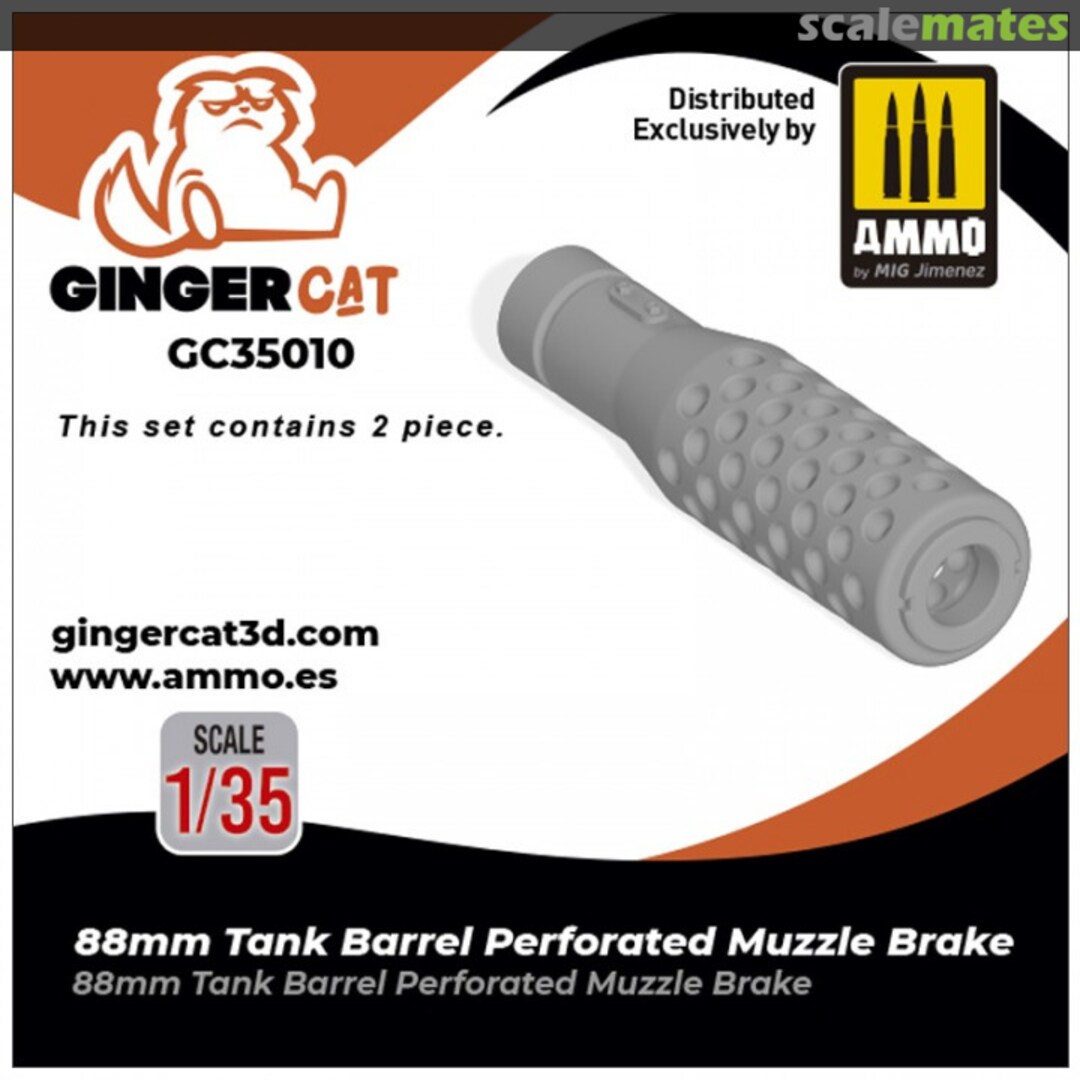 Boxart 88mm Tank Barrel Perforated Muzzle Brake GC35010 Ginger Cat