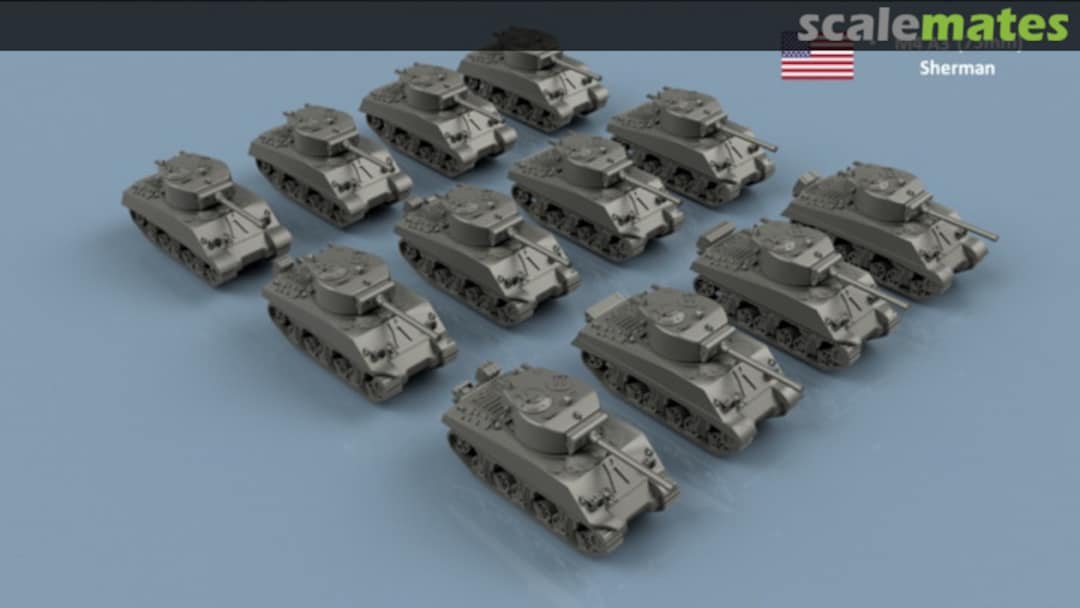 Boxart US Sherman M4A3 Late (75mm) x6 - 3D Printed 3D100408 L'Arsenal