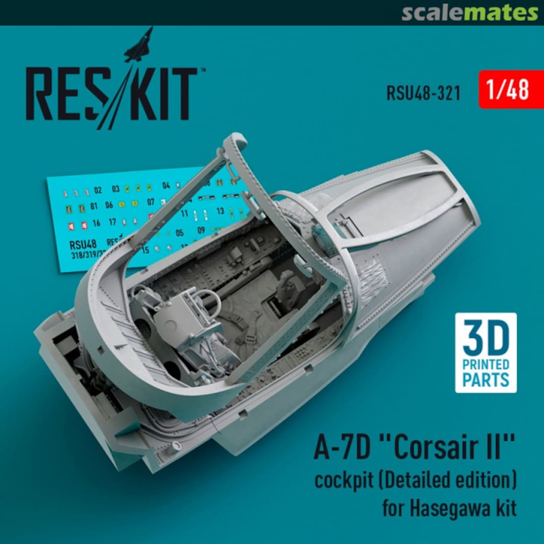 Boxart A-7D Corsair II cockpit (Detailed edition) (3D Printed) RSU48-0321 ResKit