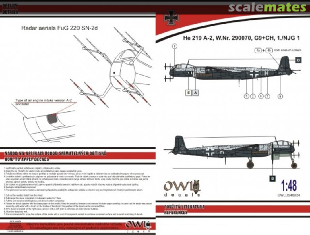 Boxart He 219 A-2, W.Nr. 290070, G9+CH, 1./NJG 1 DS48024 OWL