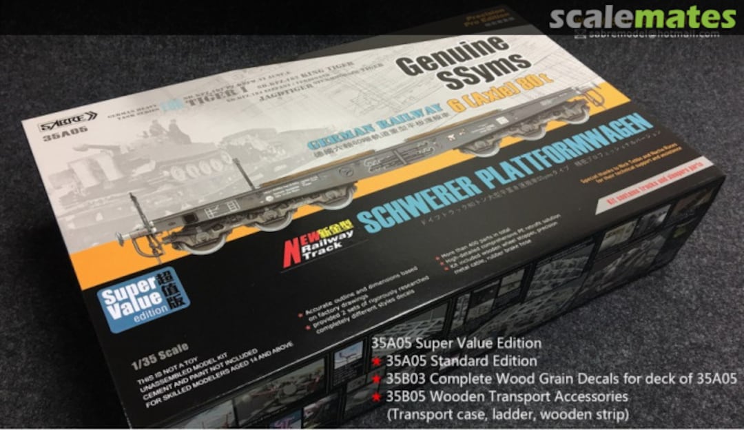 Boxart Railway Schwerer Plattformwagen SSyms 6 (Axle) 80t 35A05-SVP Sabre Model