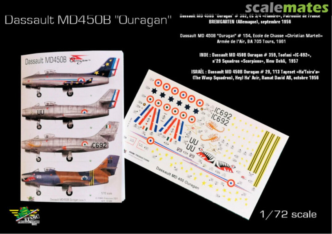 Boxart Dassault MD450B Ouragan p.1 P_72-060 FFSMC Productions