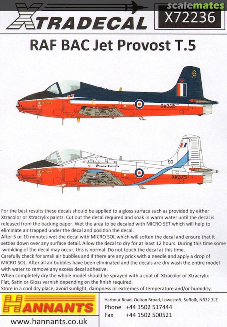 Boxart RAF BAC Jet Provost T.5 X72236 Xtradecal