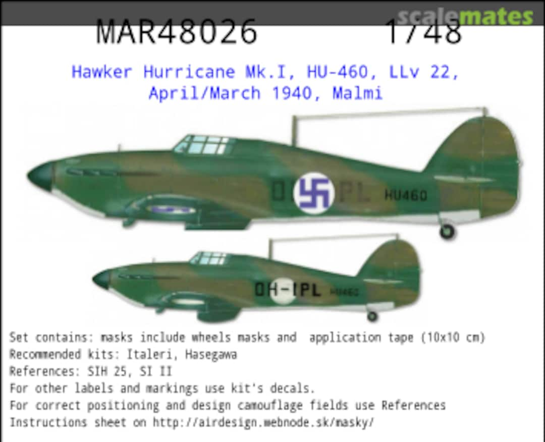 Boxart Hawker Hurricane Mk.I, HU-460 MAR48026 AIRDESIGN.SK