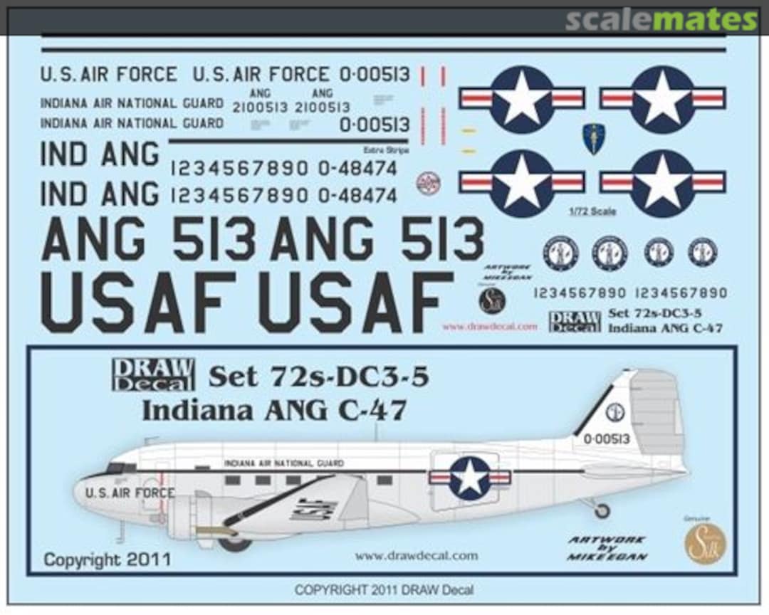 Boxart Indiana Air National Guard C-47 72-DC3-5 Draw Decal