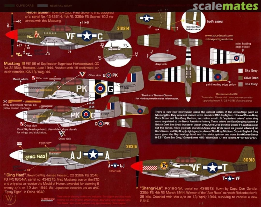 Boxart Decals - P-51B Mustangs in the ETO 32073 Zotz Decals