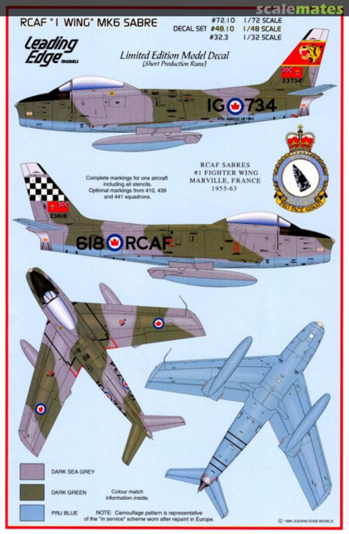 Boxart RCAF "1 Wing" MK.6 Sabre 48.10 Leading Edge