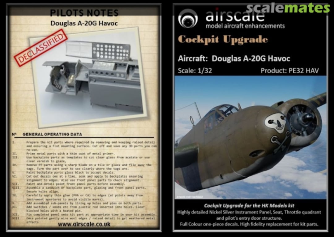 Boxart Douglas A-20G Havoc cockpit upgrade PE32 HAV Airscale