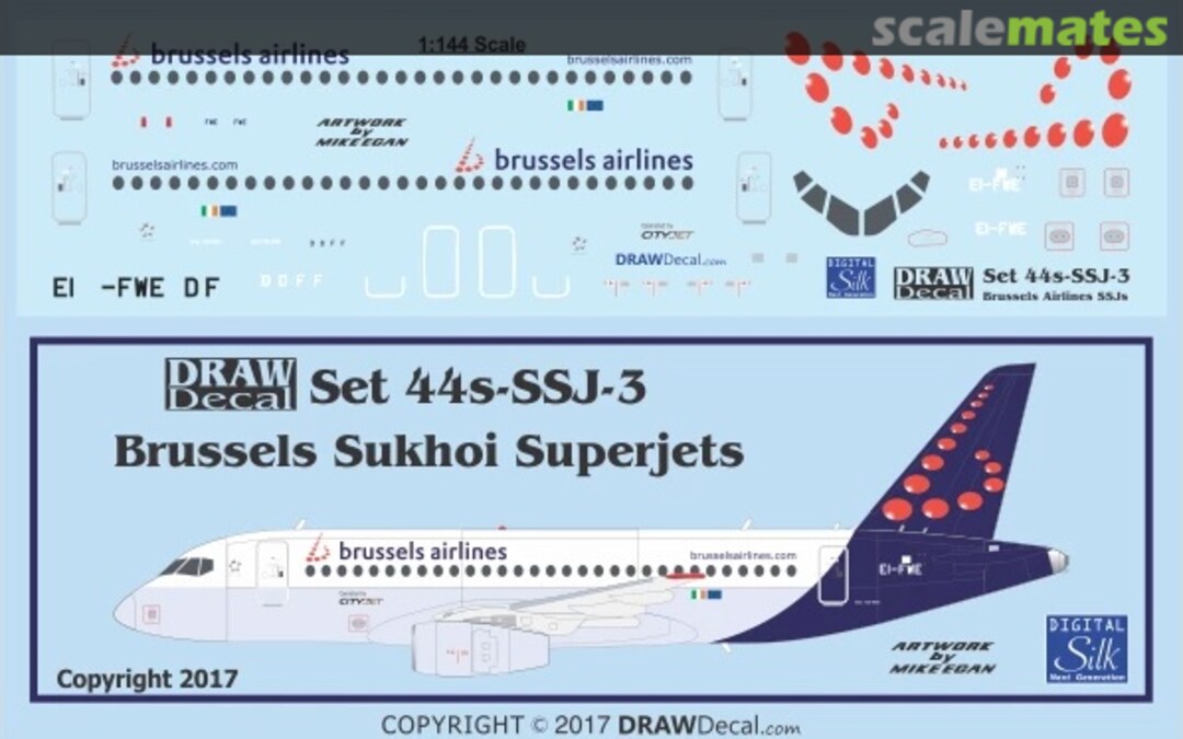 Boxart Brussels Sukhoi Superjets 44-SSJ-3 Draw Decal