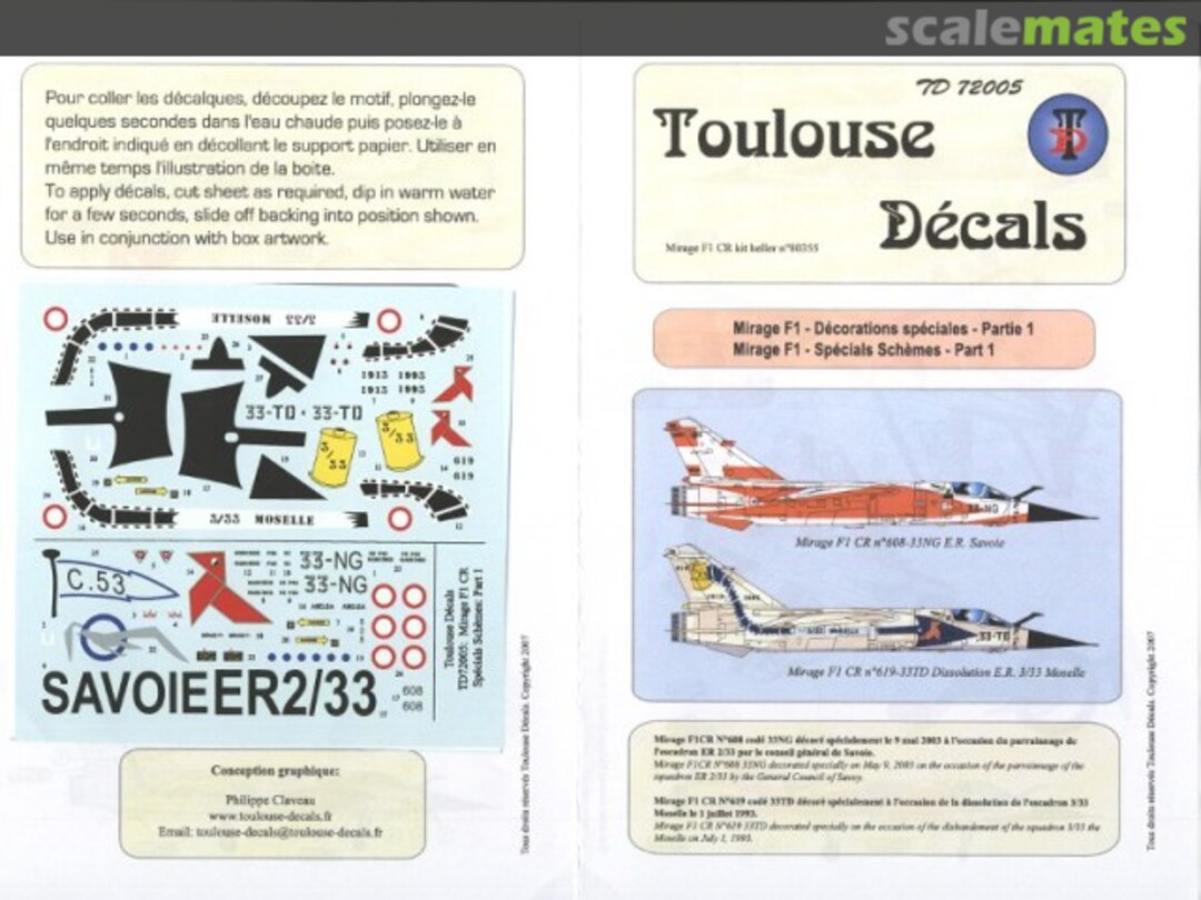 Boxart Mirage F1 - Décorations Spéciales - Partie 1 TD72005 Toulouse Decals