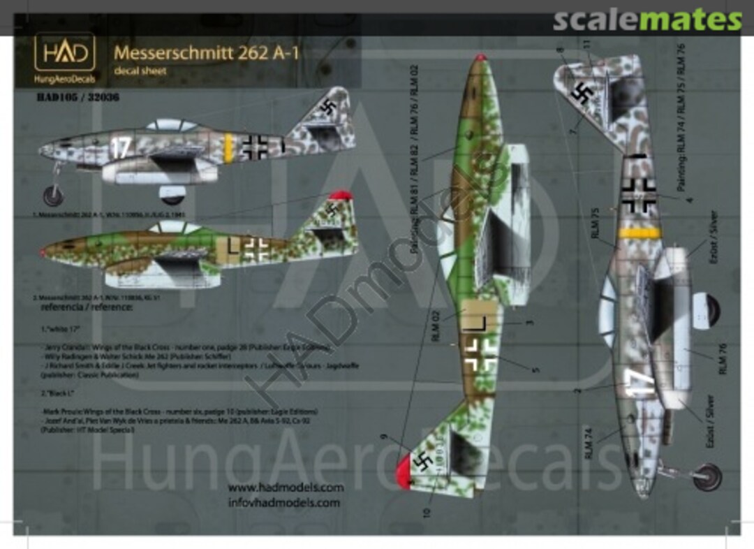 Boxart Messerschmitt 262 A-1 48105 HungAeroDecals