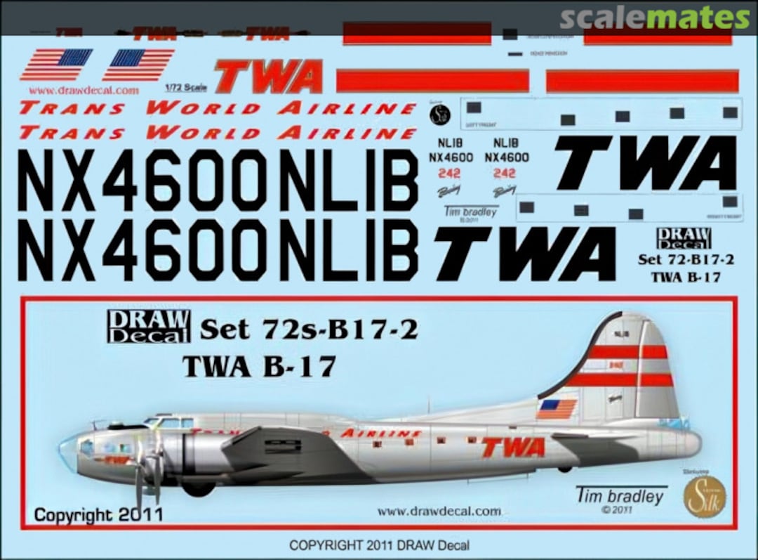 Boxart TWA B-17 72-B17-2 Draw Decal