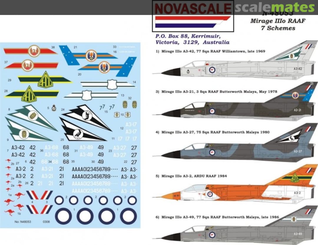 Boxart Mirrage IIIo RAAF - 7 Schemes N-48053 Novascale