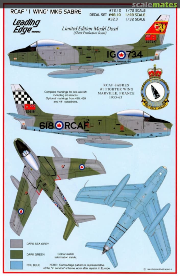 Boxart RCAF "1 WING" MK.6 Sabre 72.10 Leading Edge