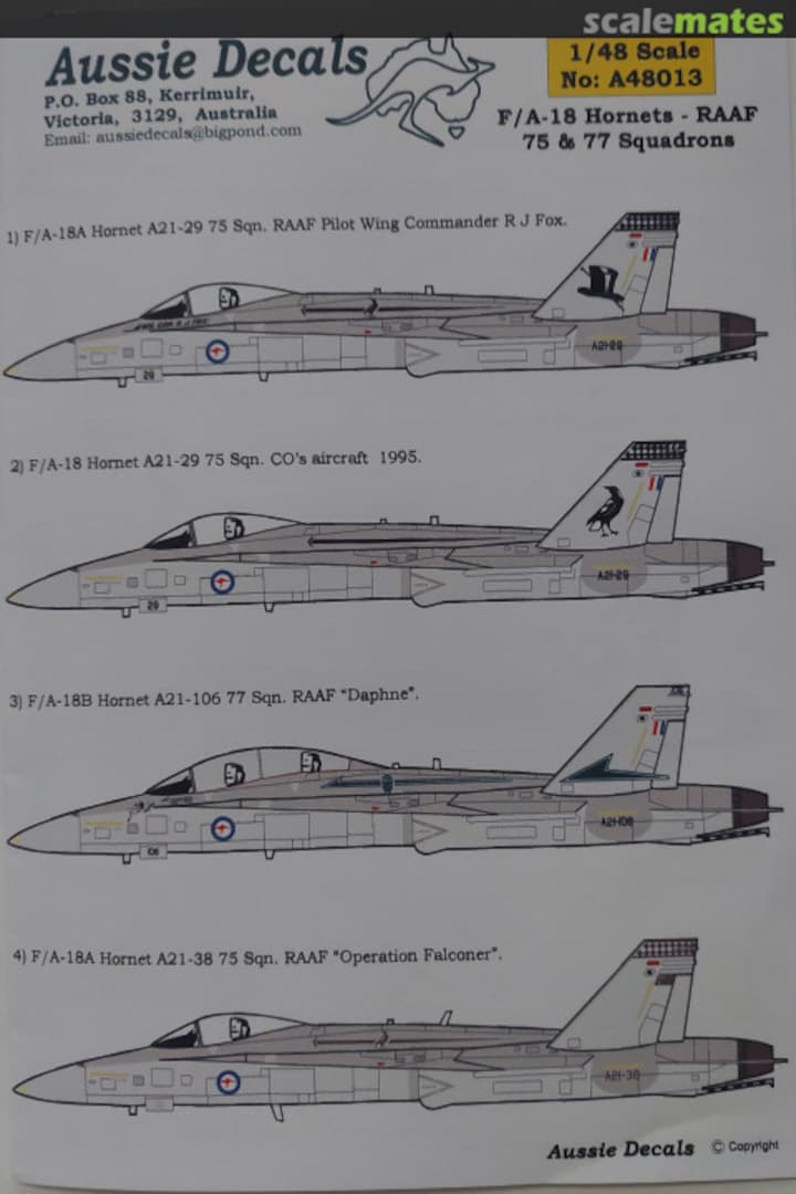 Boxart F/A-18 Hornets A48013 Aussie Decals