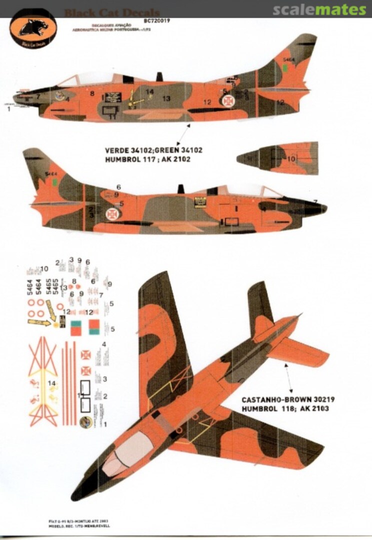 Boxart Fiat G.91R/3 BC720019 Black Cat Decals