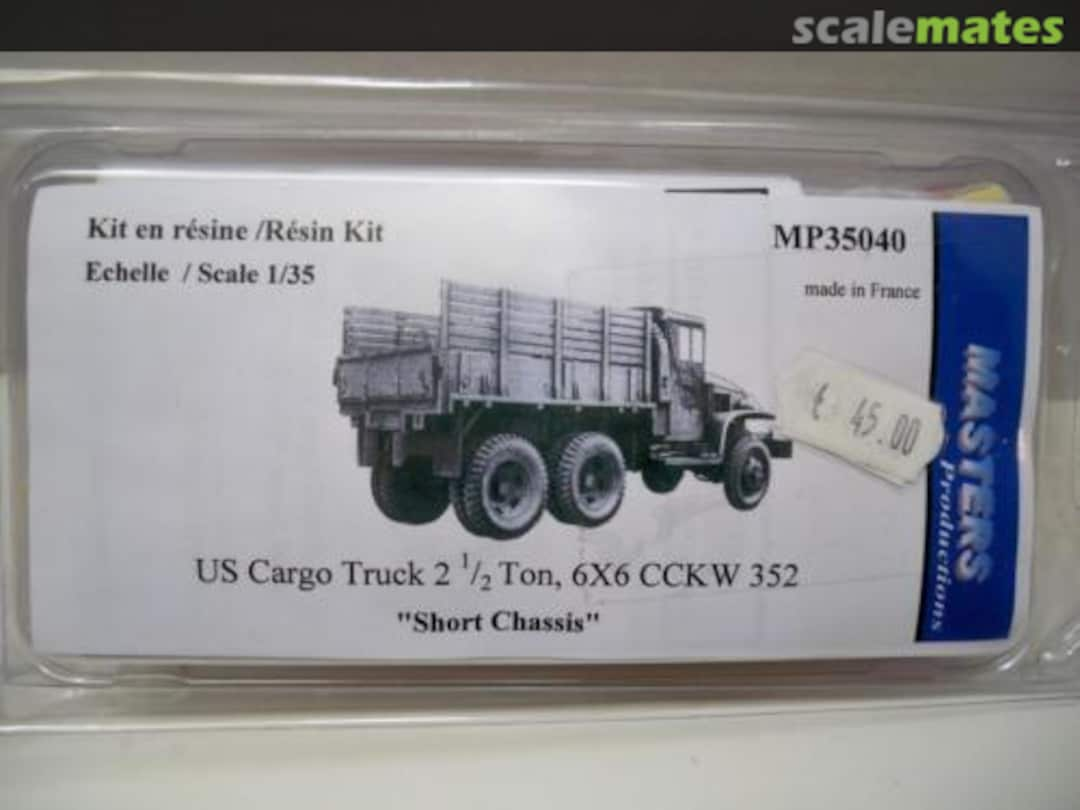 Boxart US Cargo Truck 2 1/2 Ton, 6X6 CCKW 352 "Short Chassis" MP35040 Masters Productions