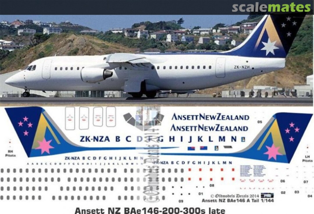 Boxart Ansett NZ BAe146-2/300 A Tail OMD0588 Oldmodels Decals