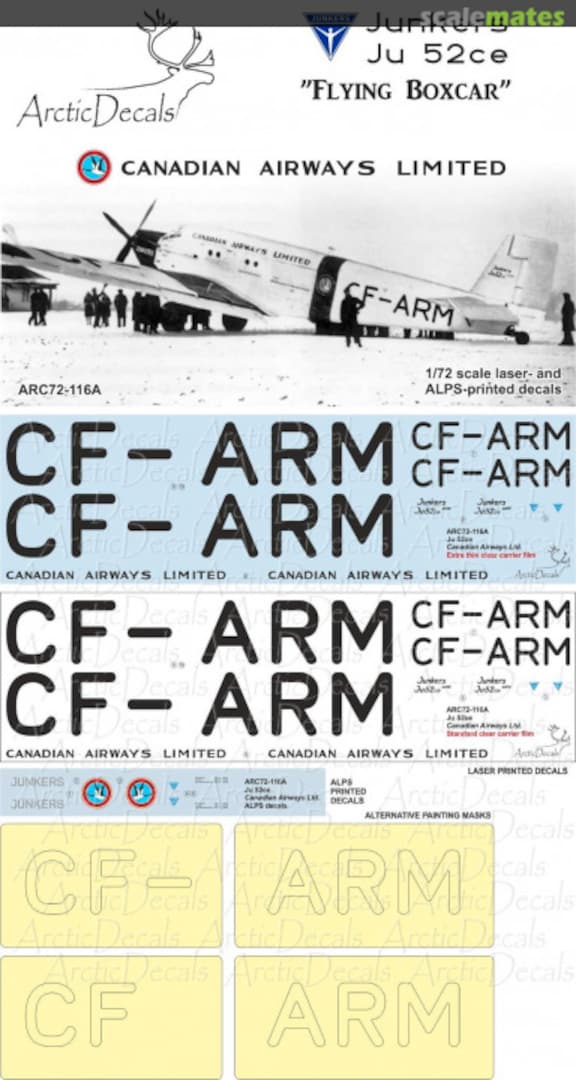 Boxart Junkers Ju-52ce "Flying Boxcar" ARC72-116A Arctic Decals