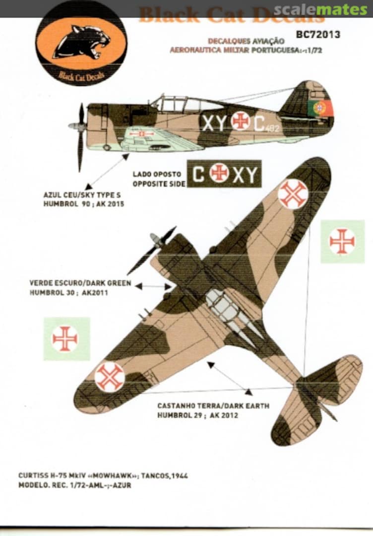 Boxart Curtiss H-75 Mk.IV Mowhawk BC72013 Black Cat Decals