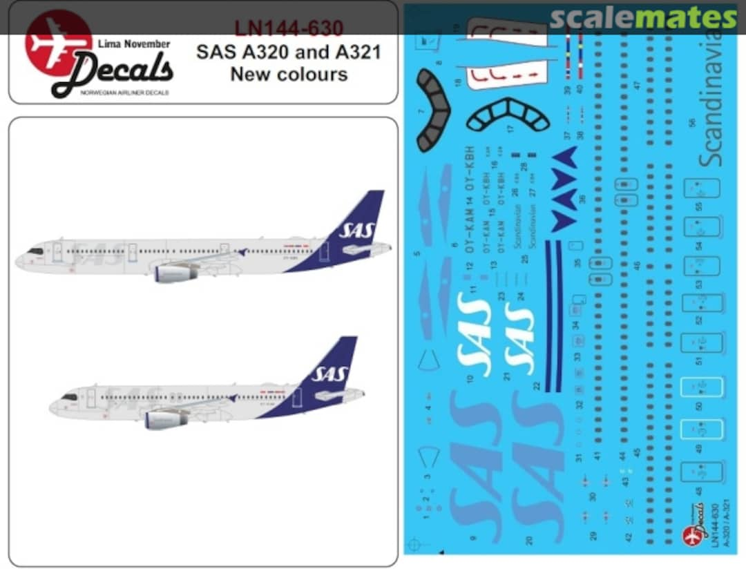 Boxart SAS new cs Airbus A320/A321 LN144-630 Lima November Decals