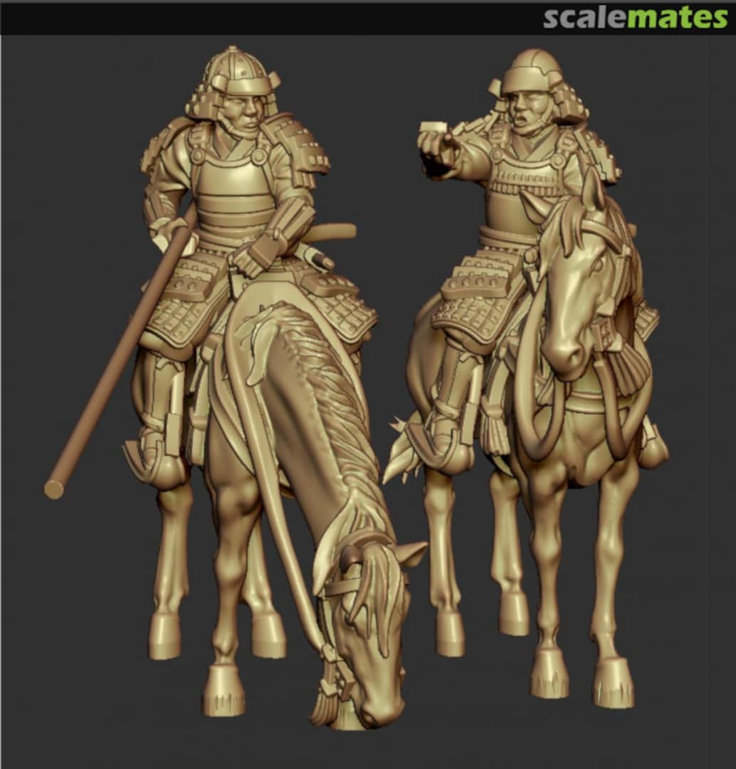 Boxart Warring States Period (Japan) Horseback Warriors on Standby (Set of 2, Includes Etched Weapons) AH 88011 Artist Hobby