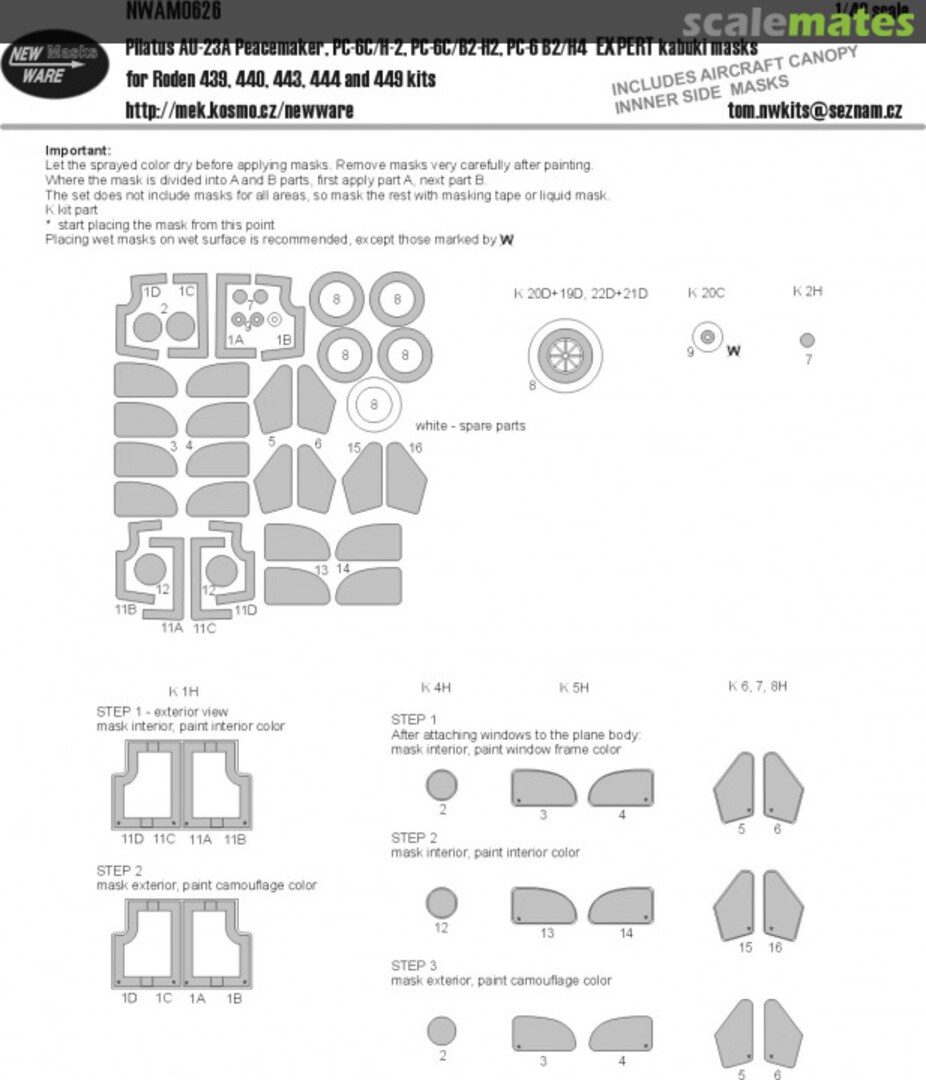 Boxart Pilatus UA-23A Peacemaker, PC-6C/H2, PC-6C/B2-H2, PC-6C B2/H4 EXPERT kabuki masks nwam0626 New Ware