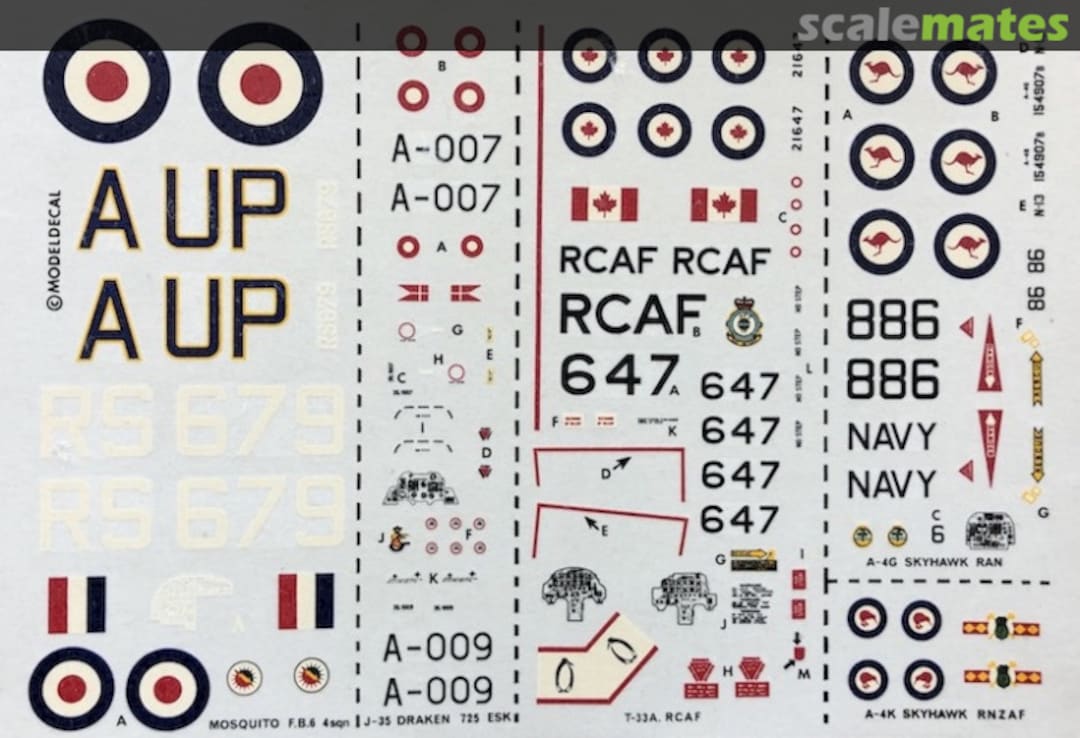 Boxart T-33 Mk.3, F-35 Draken, Mosquito FB.6, A-4 Skyhawk 17 Modeldecal